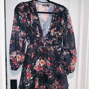 Nasty gal floral print black dress